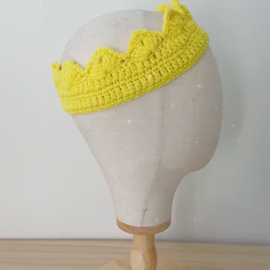 Crochet Crown Headband | Handmade Crown | Yellow Knit Hair Band | Festival Headpiece | Spring Summer Hair Accessory | History Party