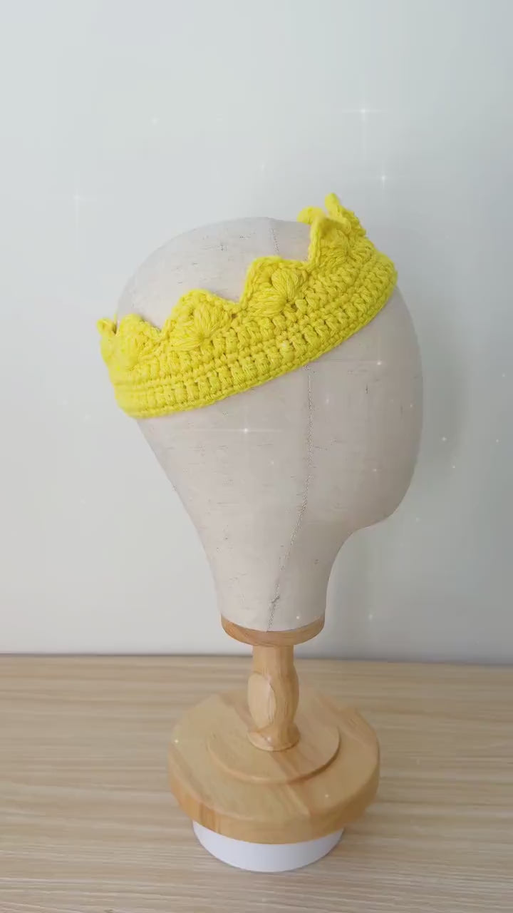 Crochet Crown Headband | Handmade Crown | Yellow Knit Hair Band | Festival Headpiece | Spring Summer Hair Accessory | History Party