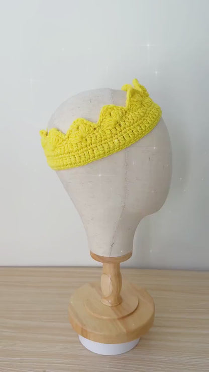Crochet Crown Headband | Handmade Crown | Yellow Knit Hair Band | Festival Headpiece | Spring Summer Hair Accessory | History Party